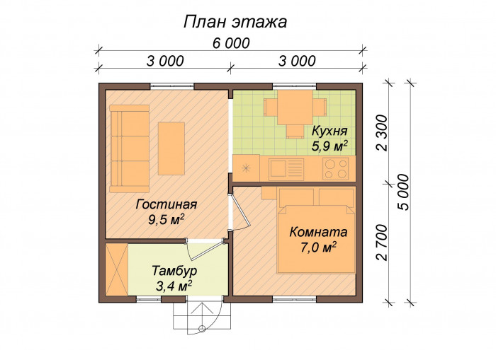 Каркасный дом Кожурновка 6x5
