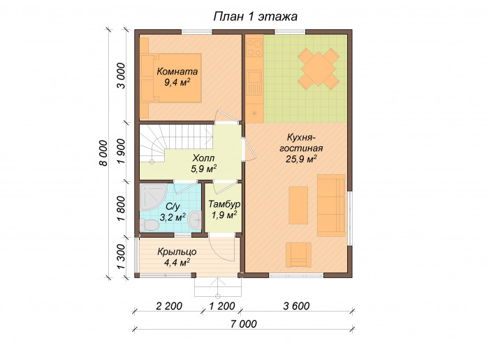 Каркасный дом Дон 7x8
