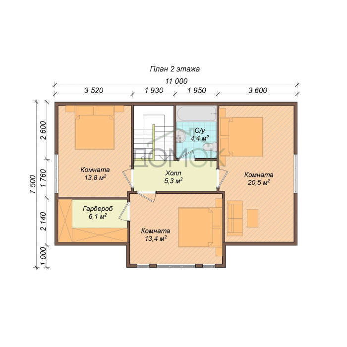 Каркасный дом Гоголь 7.5x11