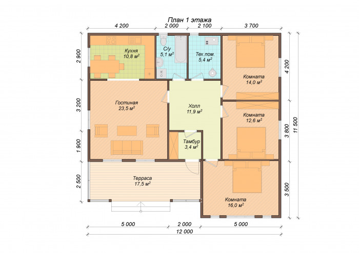 Каркасный дом Сенеж 12x11.5