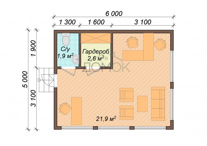 Каркасный дом Северка 6x5 