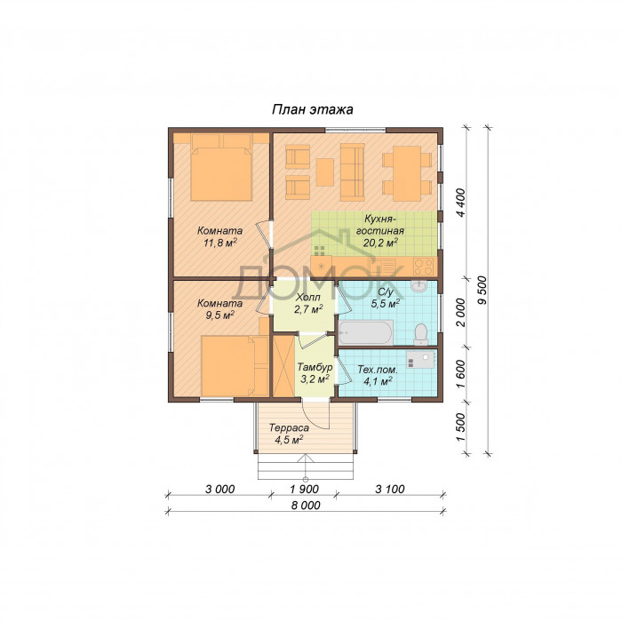 Каркасный дом Салмыш 8х8