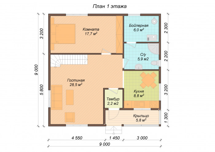 Каркасный дом Лена 9x9