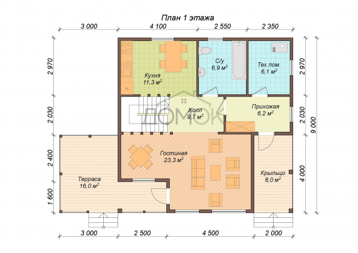 Каркасный дом Обь 9x9 