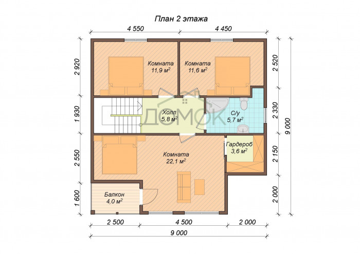 Каркасный дом Обь 9x9 