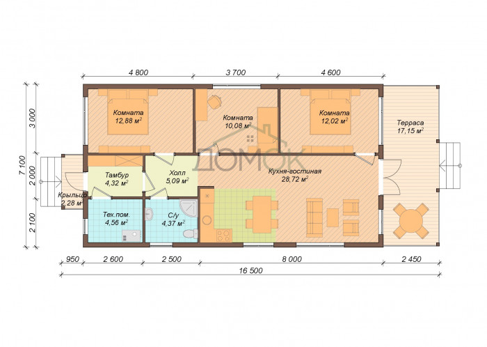 Каркасный дом Иртен 7х13