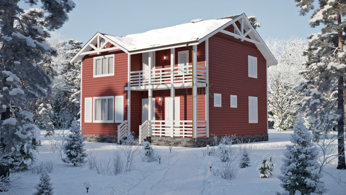 Каркасный дом Москва 8x9