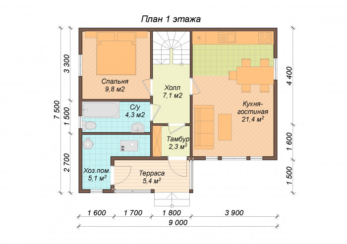 Каркасный дом Пахра 7.5x9
