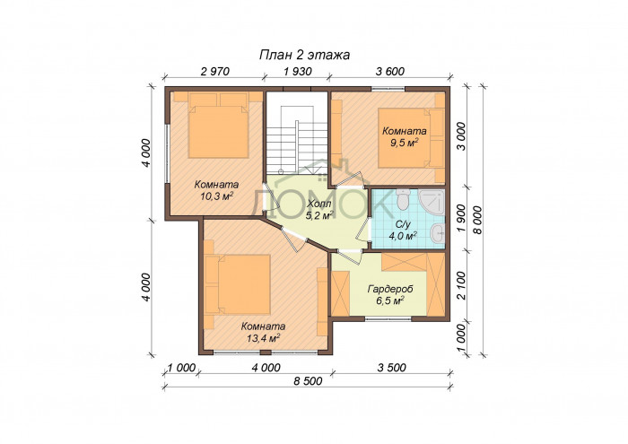Каркасный дом Онега 8x8.5