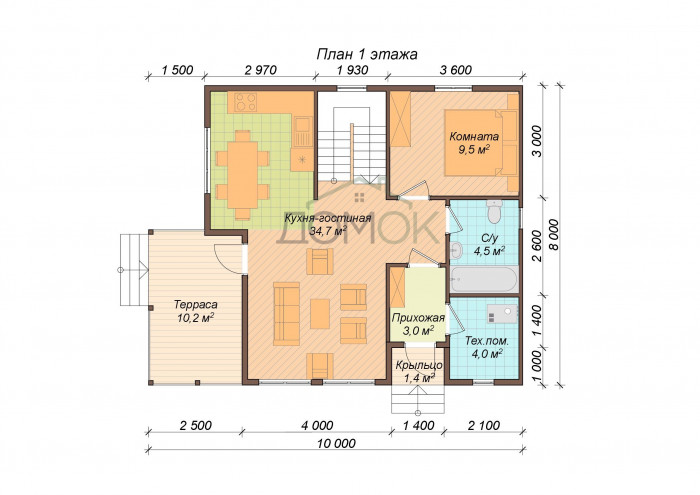 Каркасный дом Онега 8x8.5