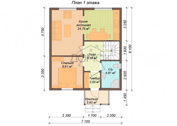 Каркасный дом Домок 7х8 
