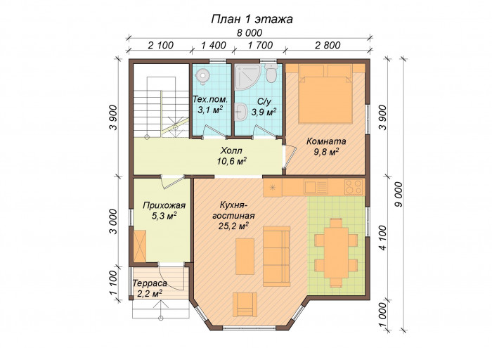 Каркасный дом Селенга 9x8