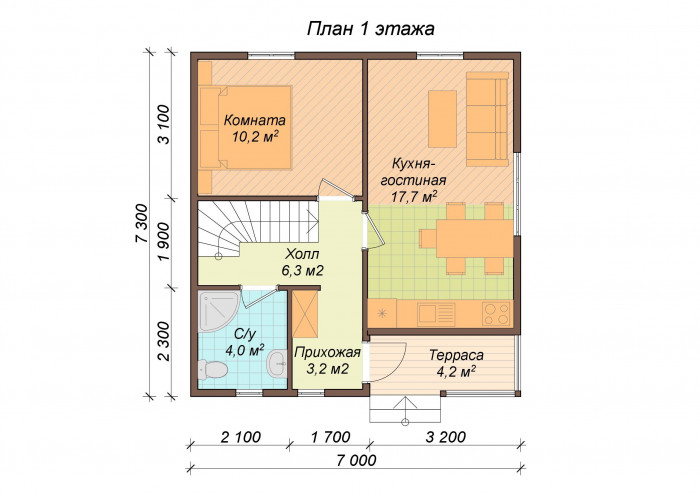 Каркасный дом Алтай 7x7.3
