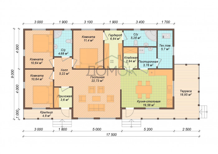 Каркасный дом Абрау 9х15