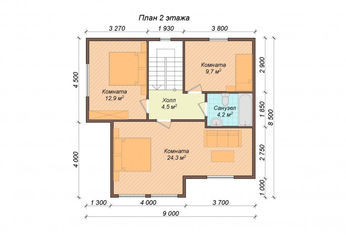 Каркасный дом Онега 9x8.5
