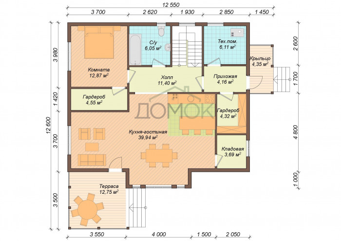 Каркасный дом Миасс 10х11