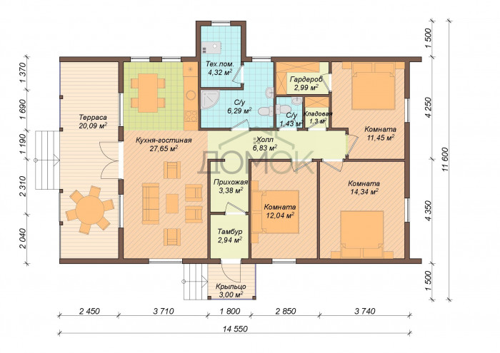Каркасный дом БАРНЕВА 8.5х14.5 
