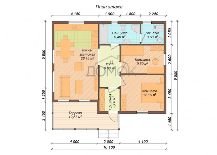 Каркасный дом Вологда-2 10x8 