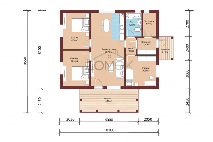 Каркасный дом Ангара 8х10 