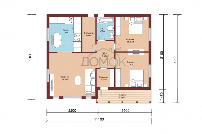 Каркасный дом Селигер 9x11 