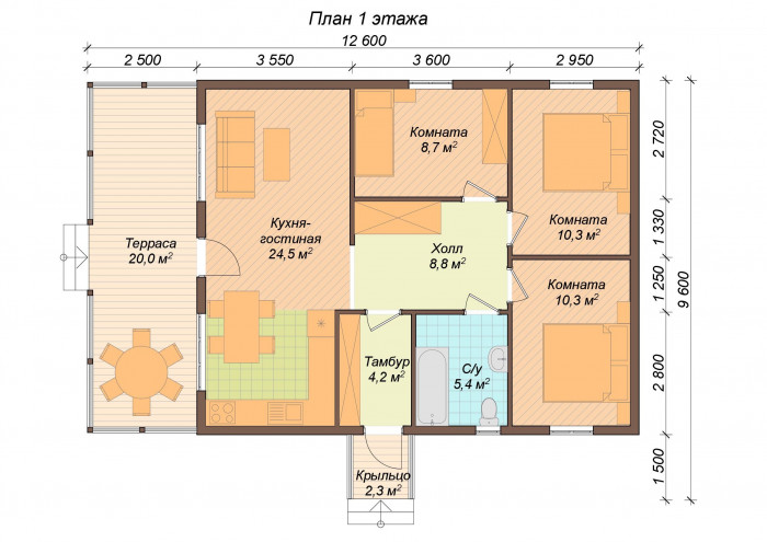 Каркасный дом Веронда 12.6x9.6
