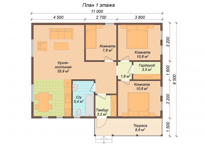 Каркасный дом Орон 11x8
